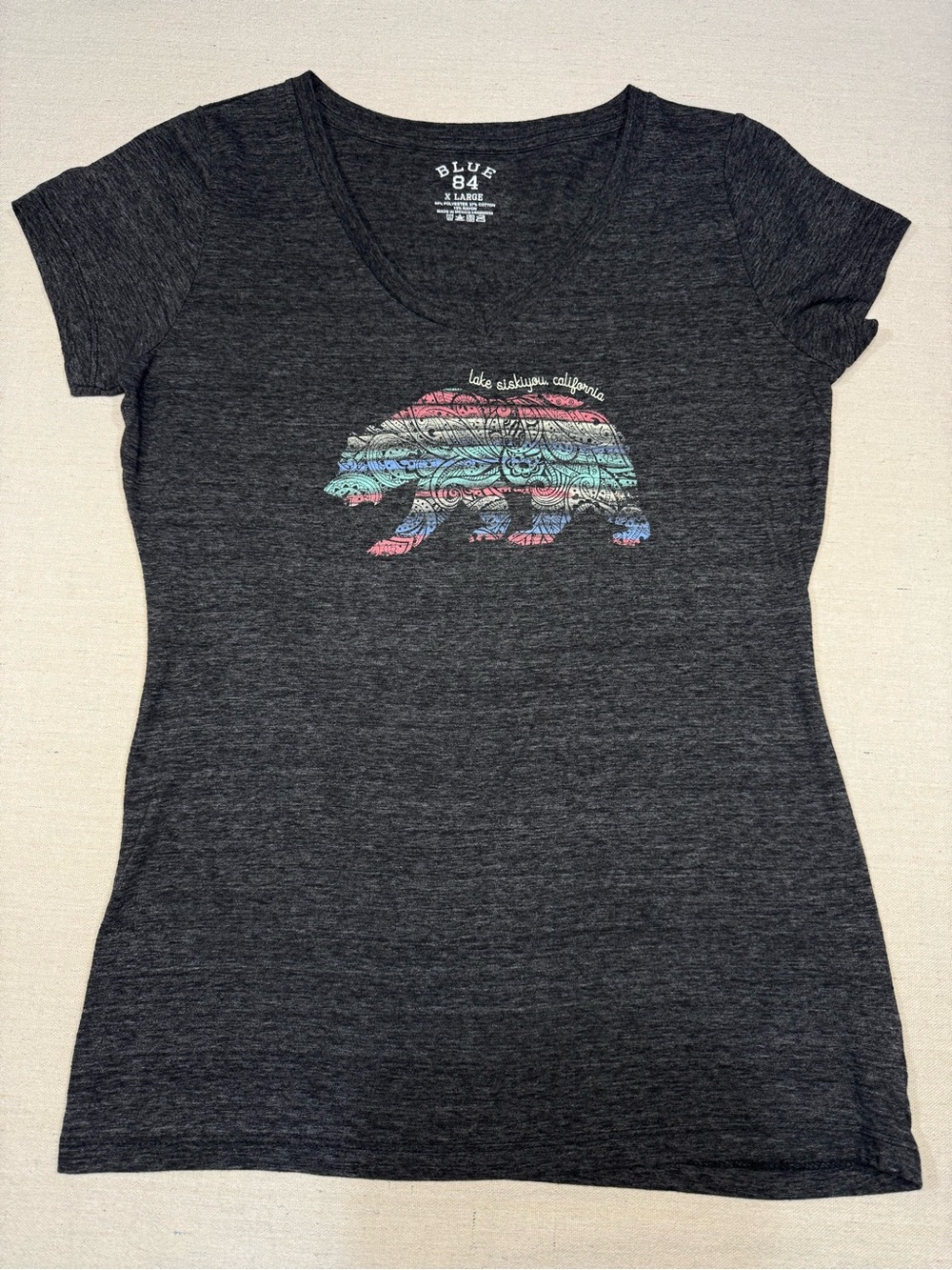Blue 84 Women's Charcoal Gray - Bear Lake Siskiyou, CA Tee  - Size XL